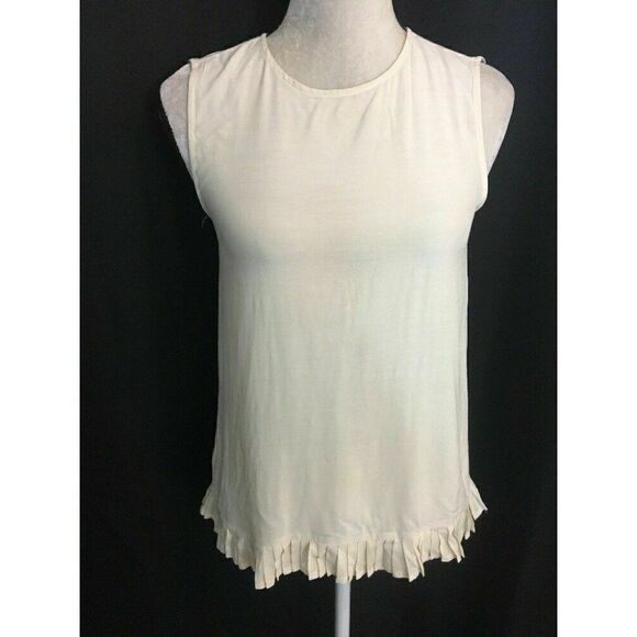 Zara Womens Solid Ivory Scoop Neck Tank Top Xs - Picture 1 of 5